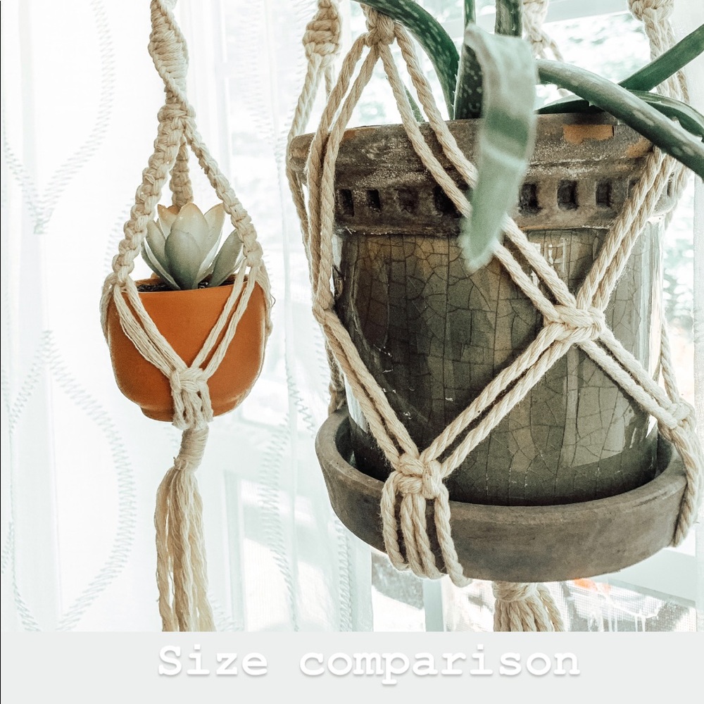 Handmade Mini Macrame Rearview Mirror Plant Hanger - Picture 8 of 8